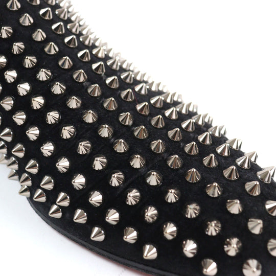 Christian Louboutin Leather shoes Velor Black Silver Slip-ons, Flat shoes Spike studs ROLLERBOY SPIKES mens 40 Used Authentic