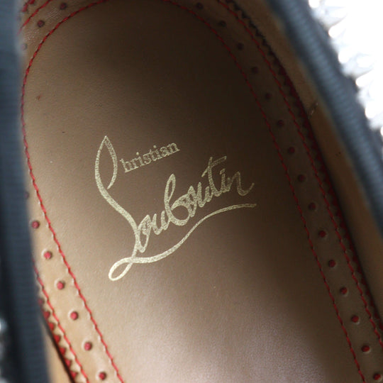 Christian Louboutin Leather shoes Velor Black Silver Slip-ons, Flat shoes Spike studs ROLLERBOY SPIKES mens 40 Used Authentic