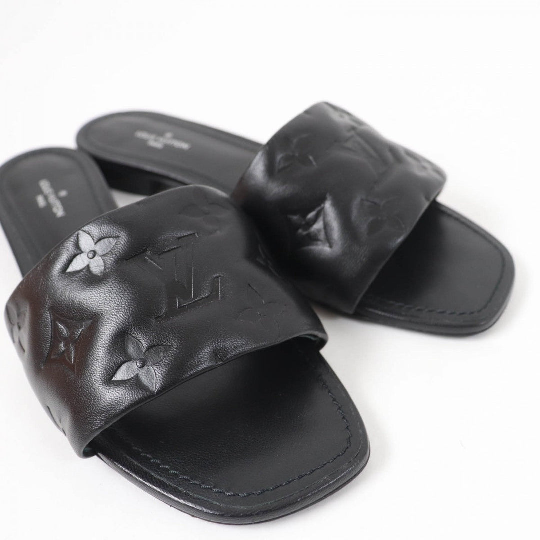 LOUIS VUITTON Sandals Main: Leather black Revival Line Women 36 Used Authentic