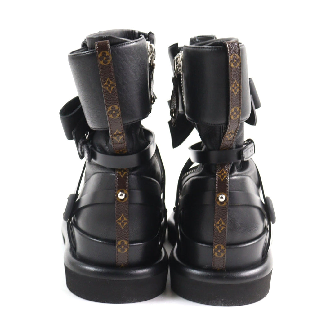 LOUIS VUITTON Ankle boots 1A9C0F Main: Leather black Square Pillow Line Women 37 Used Authentic