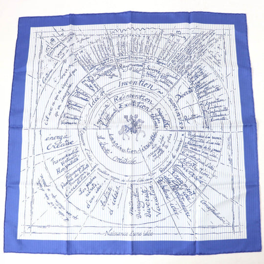HERMES scarf Main: 100% silk Blue type Carre70 Caregean Naissance dune idee The birth of an idea Women Used Authentic