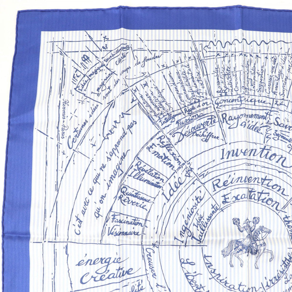 HERMES scarf Main: 100% silk Blue type Carre70 Caregean Naissance dune idee The birth of an idea Women Used Authentic