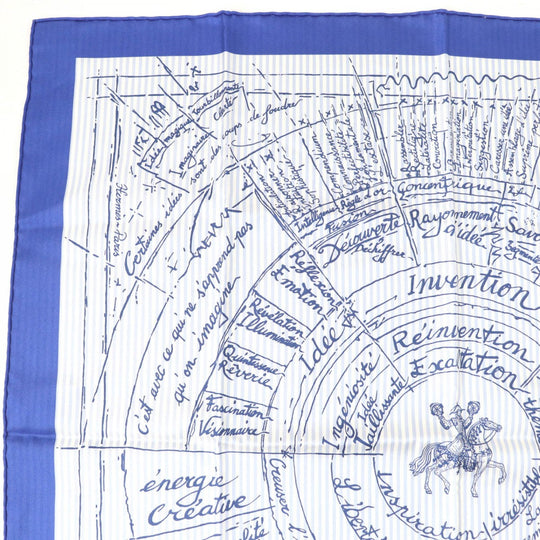 HERMES scarf Main: 100% silk Blue type Carre70 Caregean Naissance dune idee The birth of an idea Women Used Authentic
