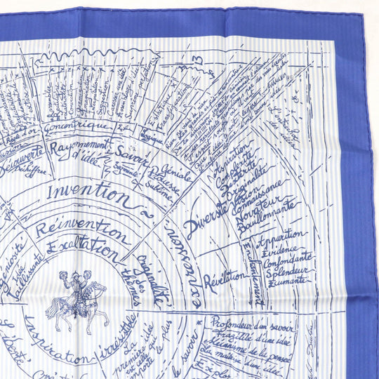 HERMES scarf Main: 100% silk Blue type Carre70 Caregean Naissance dune idee The birth of an idea Women Used Authentic