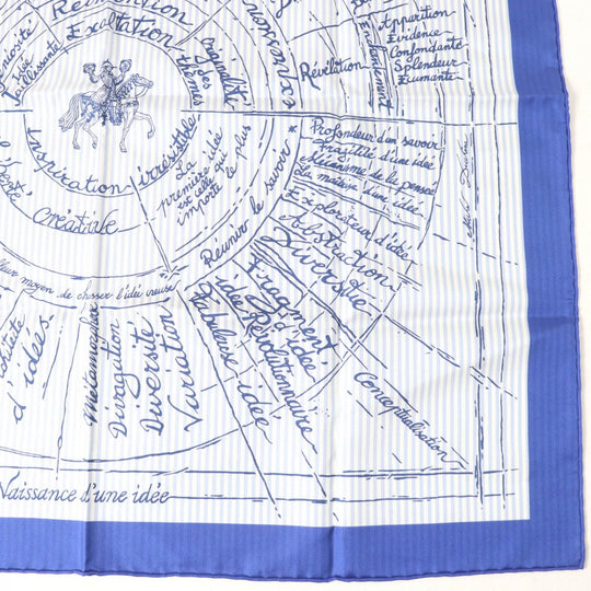 HERMES scarf Main: 100% silk Blue type Carre70 Caregean Naissance dune idee The birth of an idea Women Used Authentic