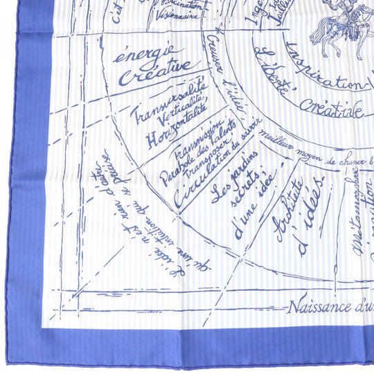 HERMES scarf Main: 100% silk Blue type Carre70 Caregean Naissance dune idee The birth of an idea Women Used Authentic