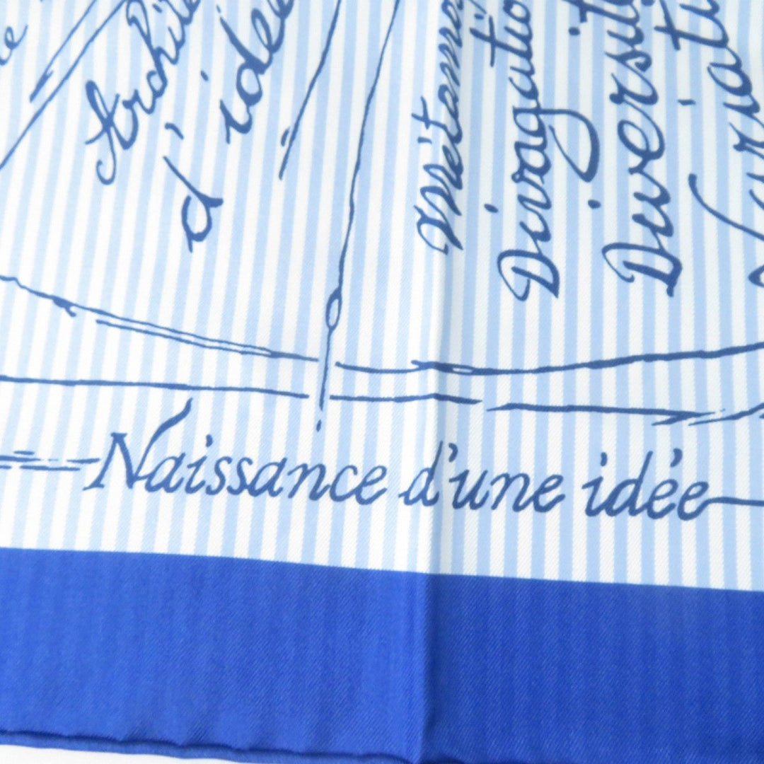 HERMES scarf Main: 100% silk Blue type Carre70 Caregean Naissance dune idee The birth of an idea Women Used Authentic