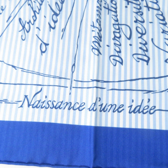 HERMES scarf Main: 100% silk Blue type Carre70 Caregean Naissance dune idee The birth of an idea Women Used Authentic