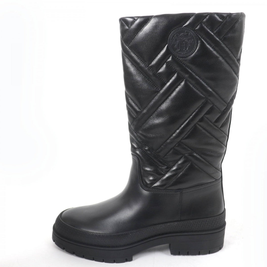 HERMES Knee-high boots 222048Z Main: Leather black Fuji Women 38.5 Used Authentic
