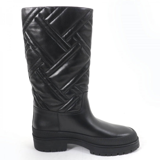 HERMES Knee-high boots 222048Z Main: Leather black Fuji Women 38.5 Used Authentic