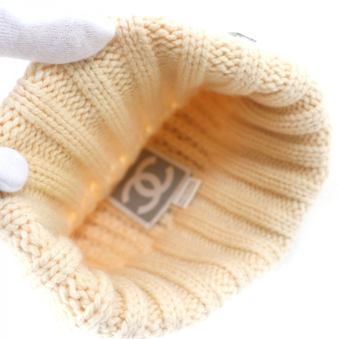 CHANEL Knit cap Main: 100% cashmere Ivory SPORTS Women Used Authentic