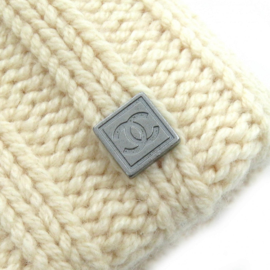 CHANEL Knit cap Main: 100% cashmere Ivory SPORTS Women Used Authentic