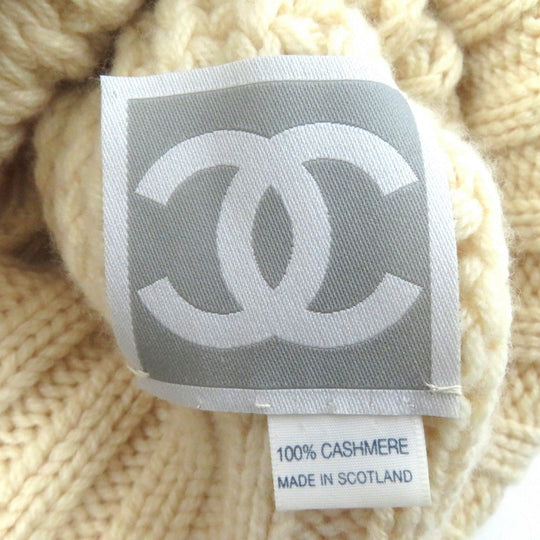 CHANEL Knit cap Main: 100% cashmere Ivory SPORTS Women Used Authentic