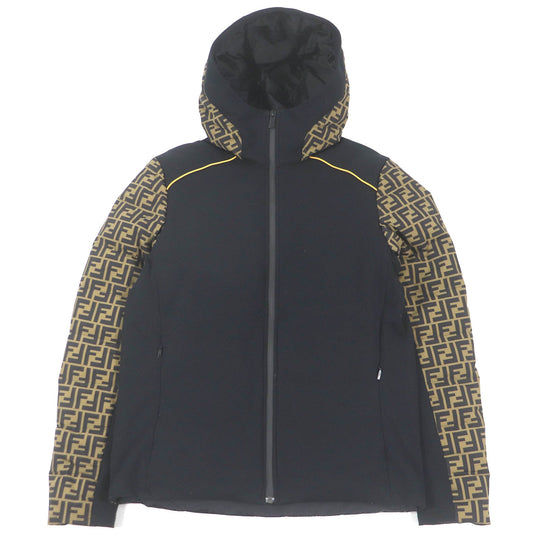 FENDI Down jacket FAA641 Main: 92% nylon, 8% polyurethane, 52% cotton, 48% polyester, lining: 100% nylon Brown black mens 46 Used Authentic