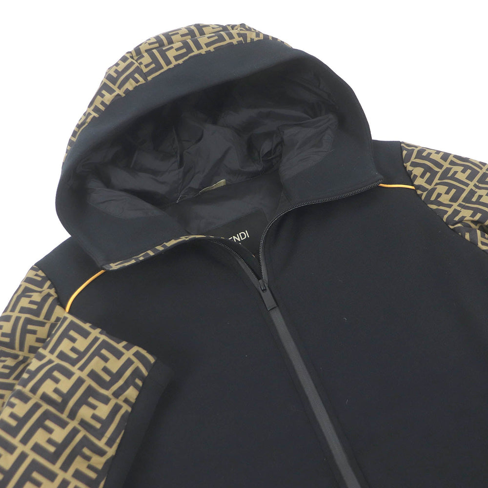 FENDI Down jacket FAA641 Main: 92% nylon, 8% polyurethane, 52% cotton, 48% polyester, lining: 100% nylon Brown black mens 46 Used Authentic