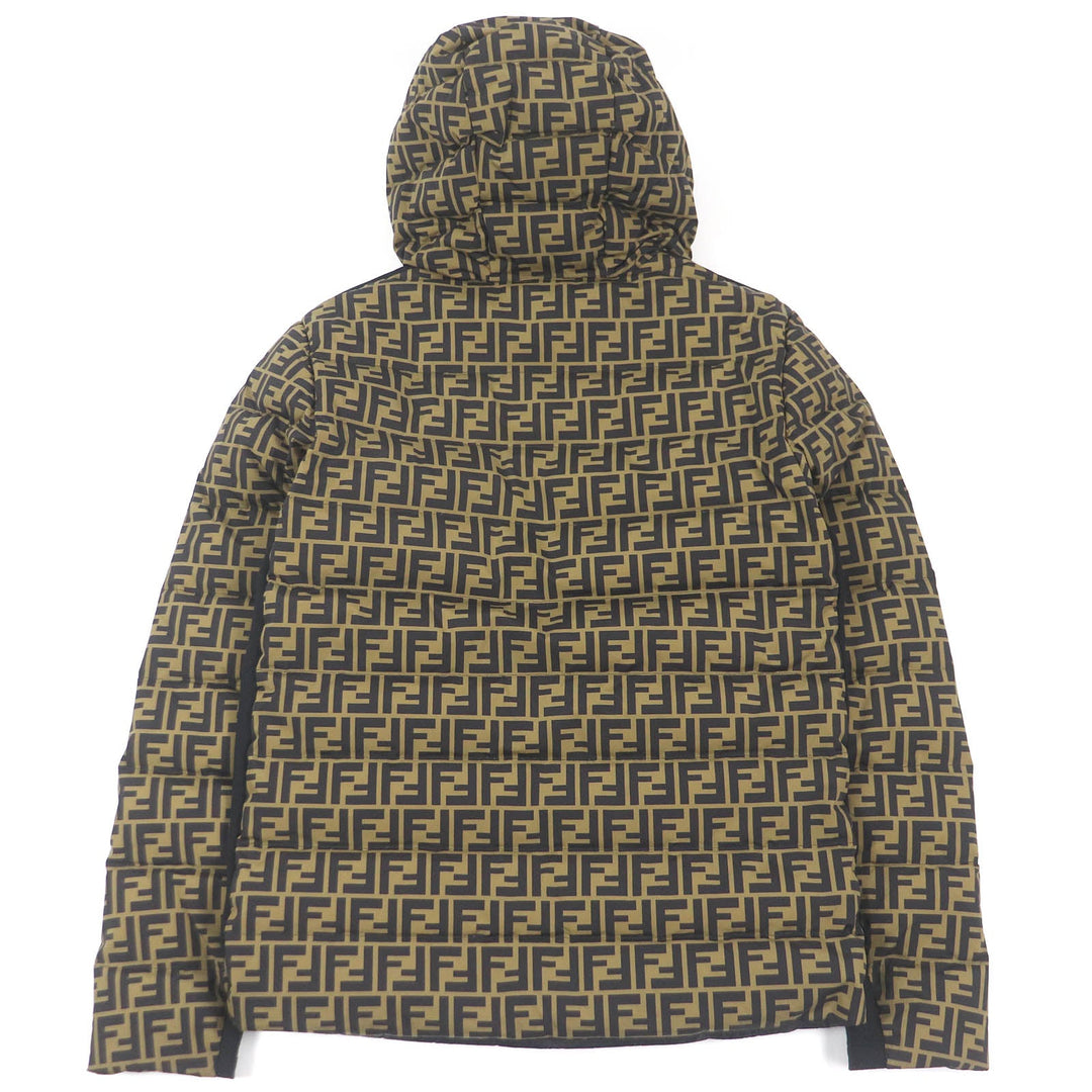 FENDI Down jacket FAA641 Main: 92% nylon, 8% polyurethane, 52% cotton, 48% polyester, lining: 100% nylon Brown black mens 46 Used Authentic