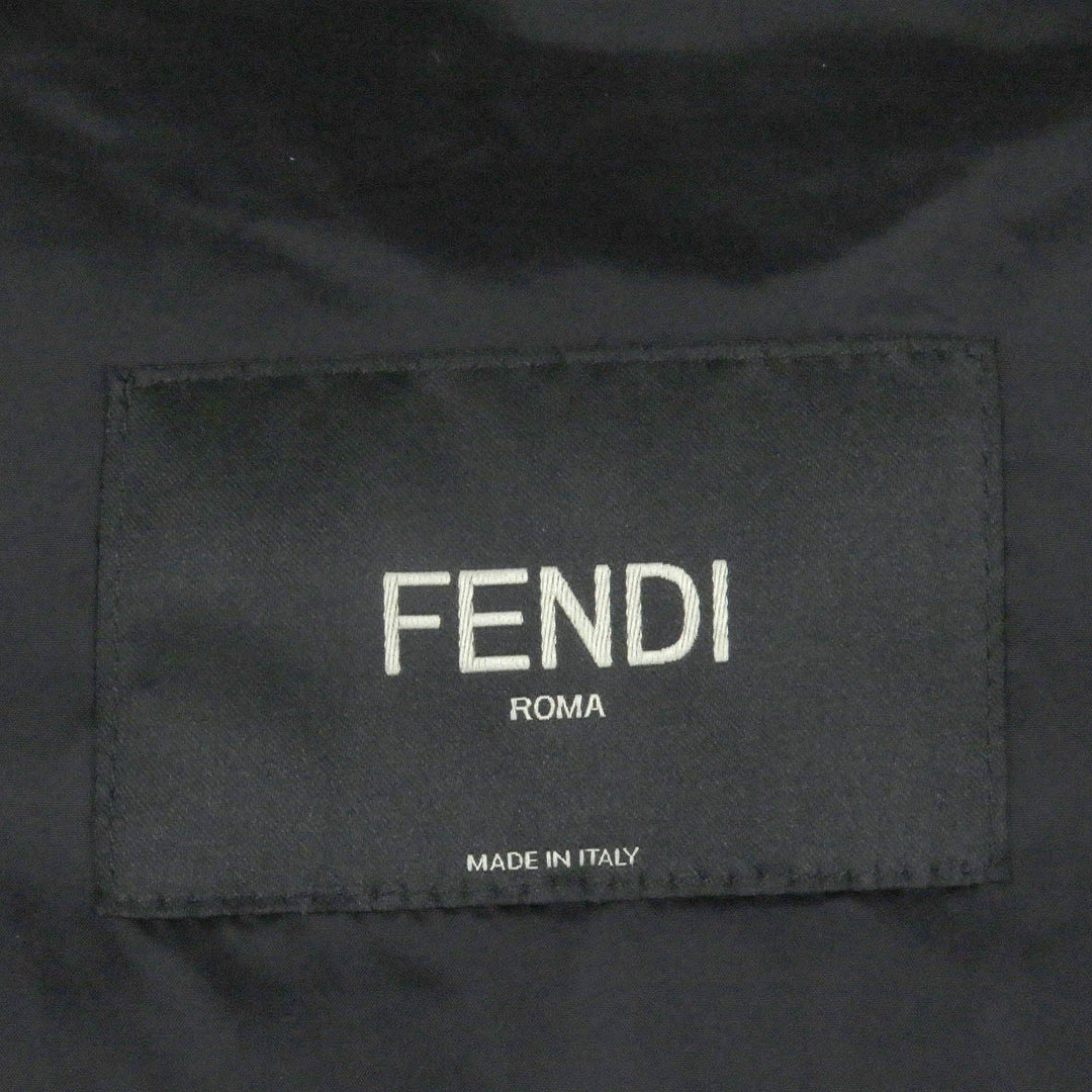 FENDI Down jacket FAA641 Main: 92% nylon, 8% polyurethane, 52% cotton, 48% polyester, lining: 100% nylon Brown black mens 46 Used Authentic