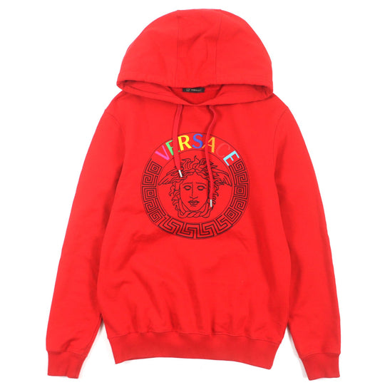 VERSACE Hoodie Main: 100% cotton, Lining: 100% cotton, Part: 100% cotton, Part: 100% polyester Red mens S Used Authentic