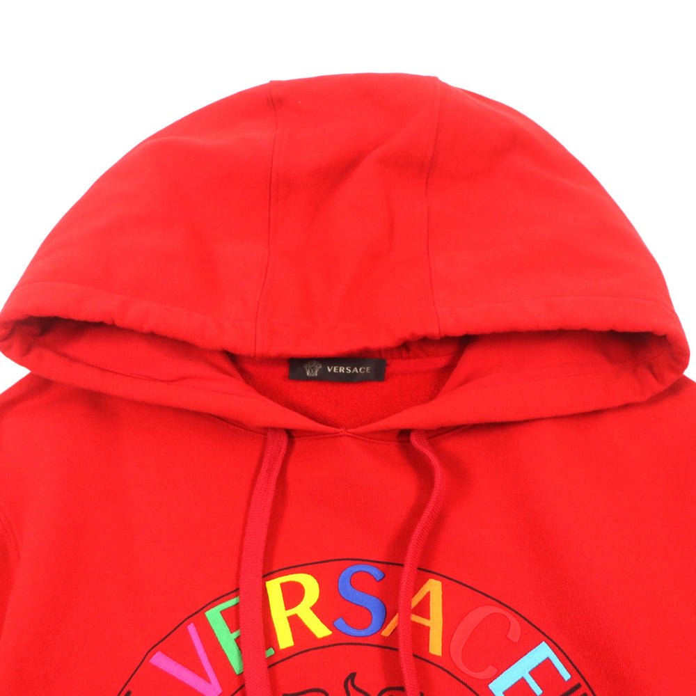 VERSACE Hoodie Main: 100% cotton, Lining: 100% cotton, Part: 100% cotton, Part: 100% polyester Red mens S Used Authentic