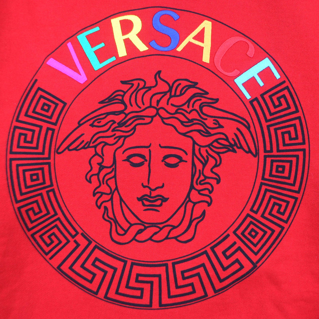 VERSACE Hoodie Main: 100% cotton, Lining: 100% cotton, Part: 100% cotton, Part: 100% polyester Red mens S Used Authentic