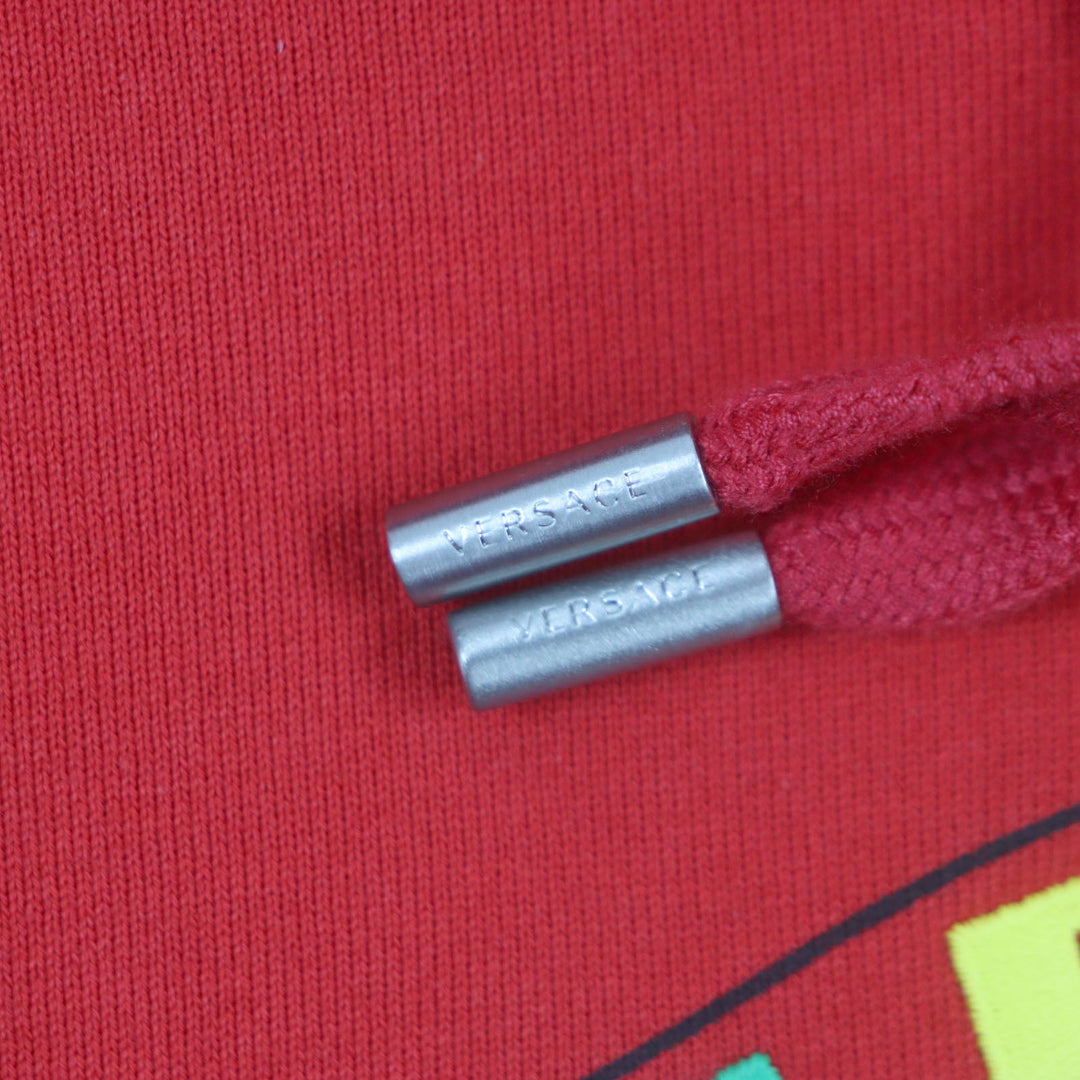 VERSACE Hoodie Main: 100% cotton, Lining: 100% cotton, Part: 100% cotton, Part: 100% polyester Red mens S Used Authentic