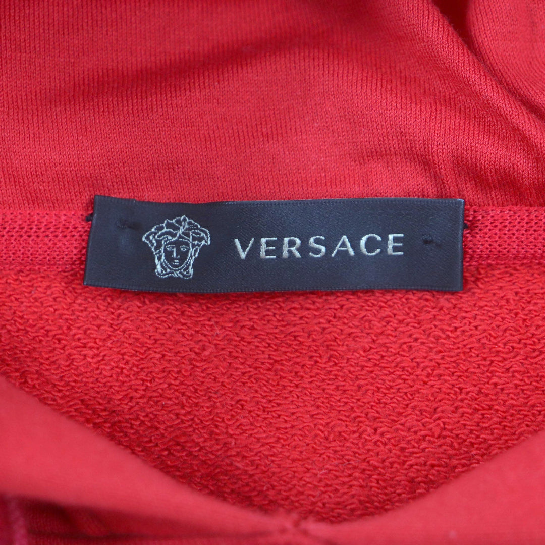 VERSACE Hoodie Main: 100% cotton, Lining: 100% cotton, Part: 100% cotton, Part: 100% polyester Red mens S Used Authentic