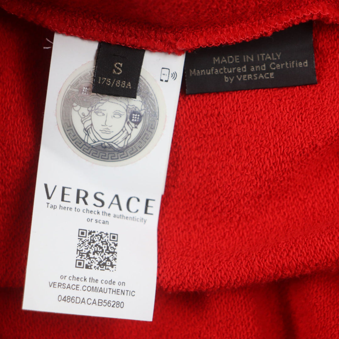 VERSACE Hoodie Main: 100% cotton, Lining: 100% cotton, Part: 100% cotton, Part: 100% polyester Red mens S Used Authentic