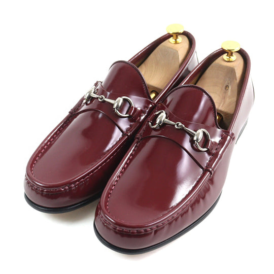 GUCCI loafers 387598 Main: Patent leather Burgundy 1953 mens 9.5 Used Authentic