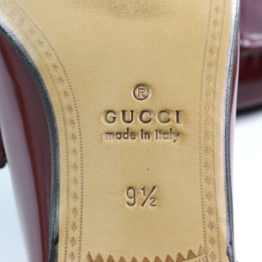 GUCCI loafers 387598 Main: Patent leather Burgundy 1953 mens 9.5 Used Authentic