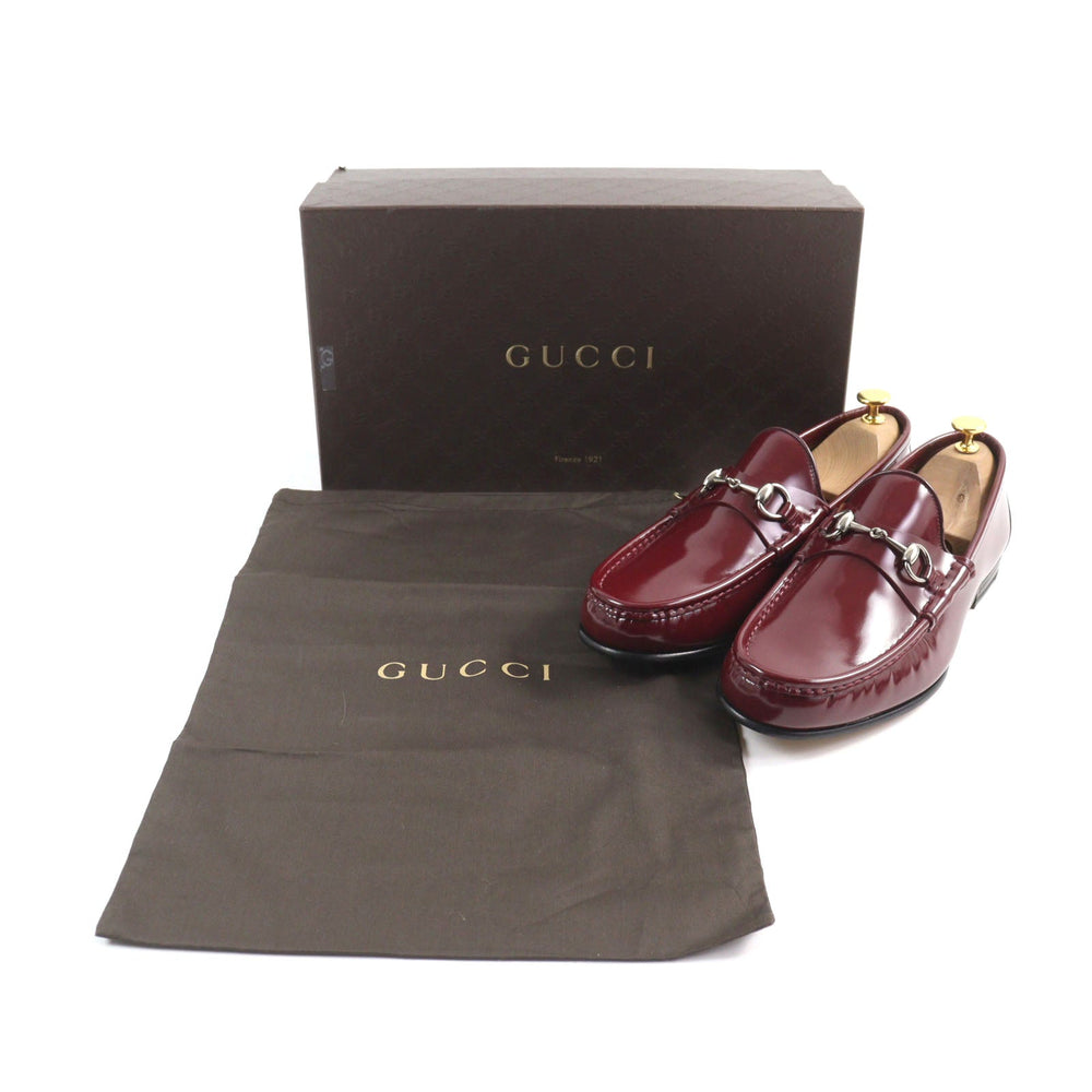 GUCCI loafers 387598 Main: Patent leather Burgundy 1953 mens 9.5 Used Authentic