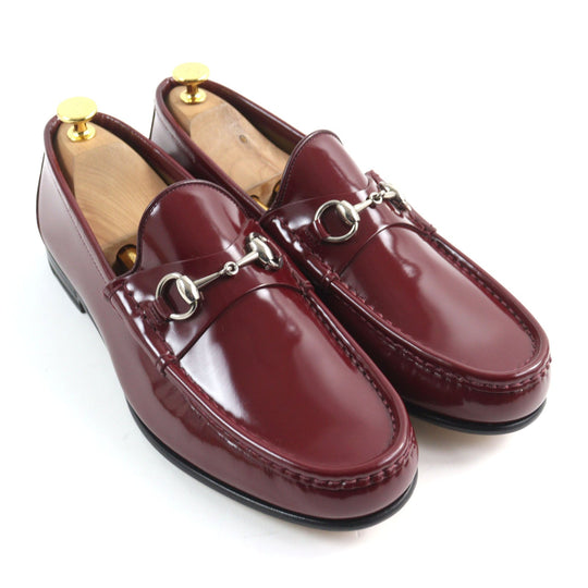 GUCCI loafers 387598 Main: Patent leather Burgundy 1953 mens 9.5 Used Authentic