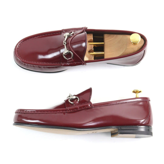 GUCCI loafers 387598 Main: Patent leather Burgundy 1953 mens 9.5 Used Authentic