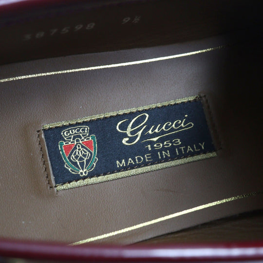 GUCCI loafers 387598 Main: Patent leather Burgundy 1953 mens 9.5 Used Authentic