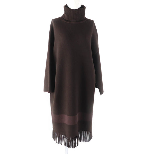 HERMES one piece Main: 75% wool, Main: 19% cashmere, Main: 5% nylon, Main: 1% polyurethane, Part: 80% wool, Part: 1% polyurethane, Part: 100% silk Brown Women 34 Used Authentic