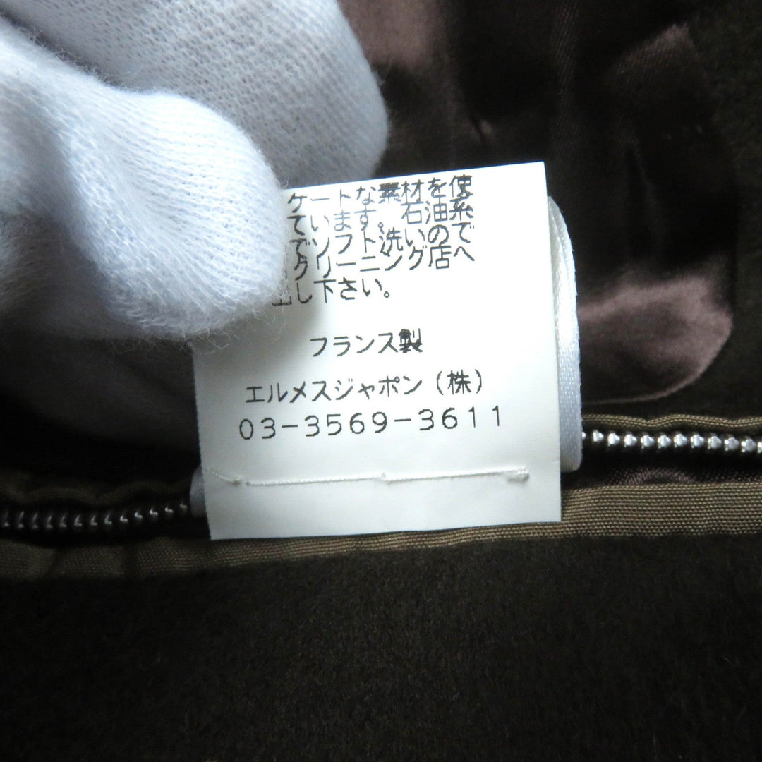HERMES Jacket Outer: 100% cashmere, Part: 100% silk, Lining: 100% acetate Brown Women 42 Used Authentic