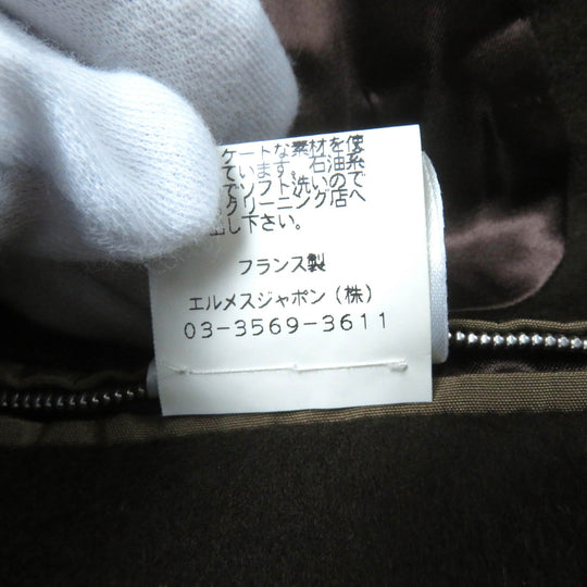 HERMES Jacket Outer: 100% cashmere, Part: 100% silk, Lining: 100% acetate Brown Women 42 Used Authentic