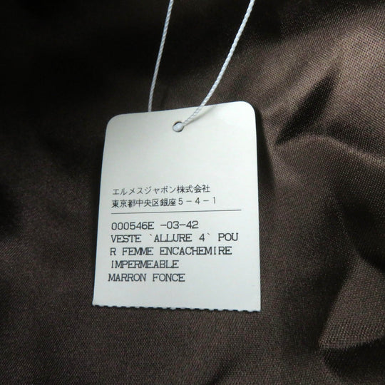 HERMES Jacket Outer: 100% cashmere, Part: 100% silk, Lining: 100% acetate Brown Women 42 Used Authentic
