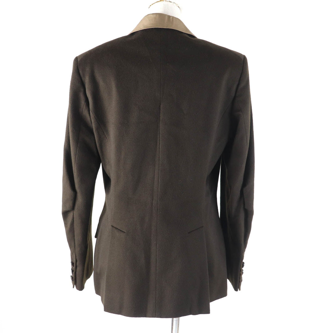 HERMES Jacket Outer: 100% cashmere, Part: 100% silk, Lining: 100% acetate Brown Women 42 Used Authentic