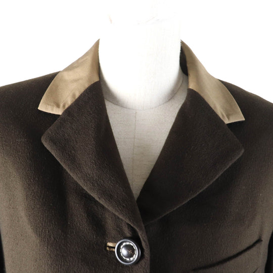 HERMES Jacket Outer: 100% cashmere, Part: 100% silk, Lining: 100% acetate Brown Women 42 Used Authentic