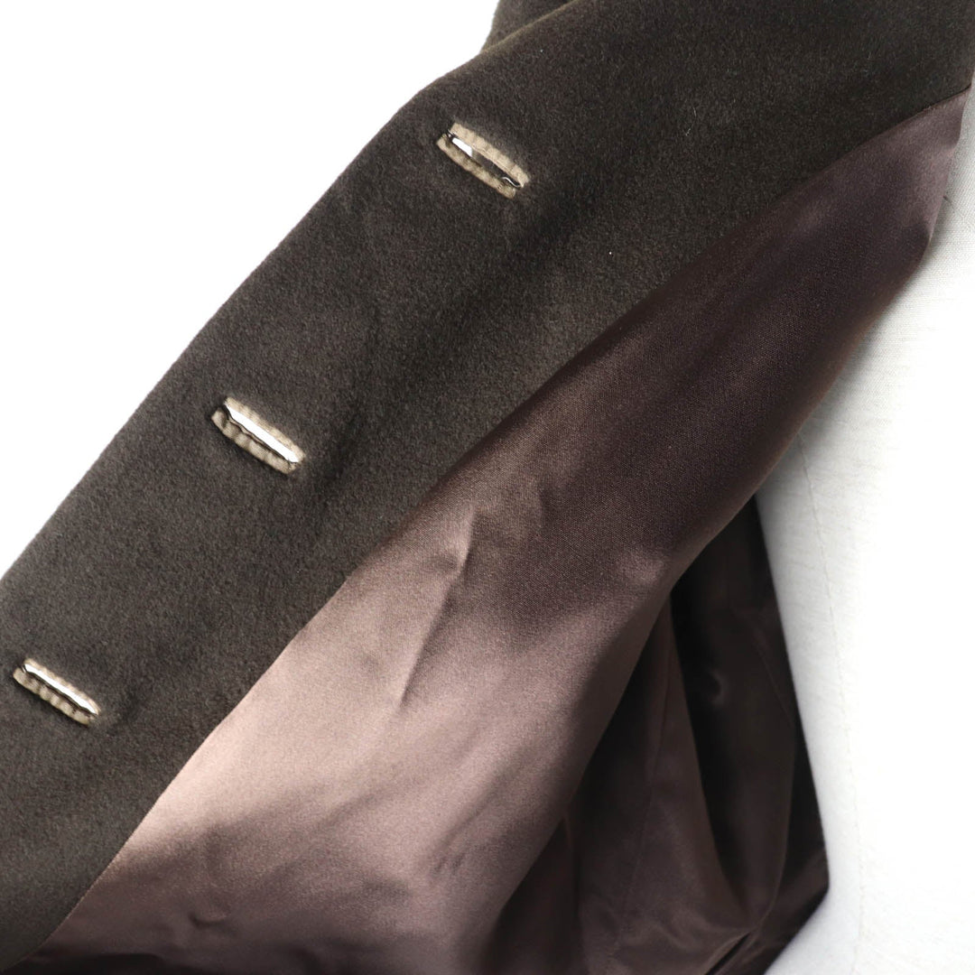 HERMES Jacket Outer: 100% cashmere, Part: 100% silk, Lining: 100% acetate Brown Women 42 Used Authentic