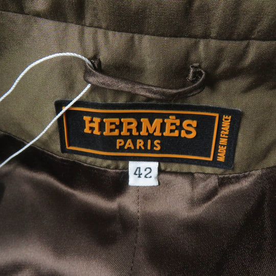 HERMES Jacket Outer: 100% cashmere, Part: 100% silk, Lining: 100% acetate Brown Women 42 Used Authentic