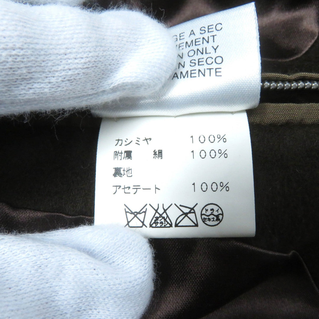 HERMES Jacket Outer: 100% cashmere, Part: 100% silk, Lining: 100% acetate Brown Women 42 Used Authentic