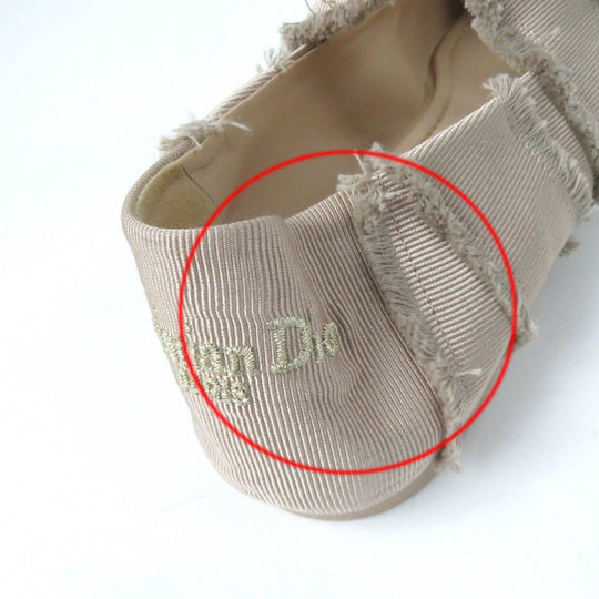 Christian Dior Ballet shoes Fringe Grosgrain beige Dior Songe Women 39 Used Authentic