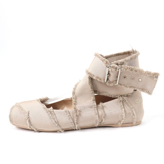 Christian Dior Ballet shoes Fringe Grosgrain beige Dior Songe Women 39 Used Authentic