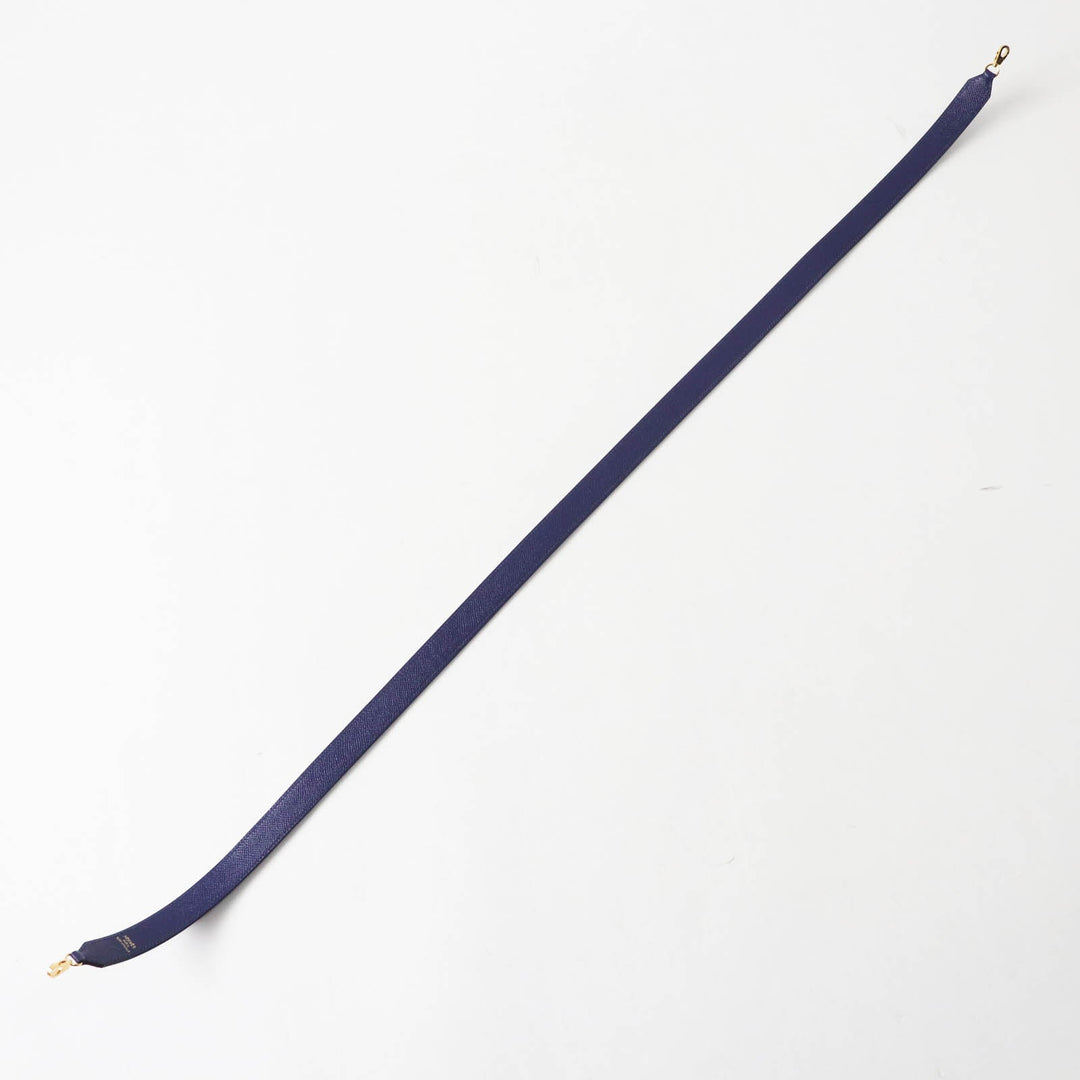 HERMES Shoulder strap Main: Leather Blue Black Brown bandouliere trace de cuir Women Used Authentic
