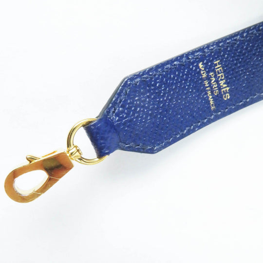 HERMES Shoulder strap Main: Leather Blue Black Brown bandouliere trace de cuir Women Used Authentic