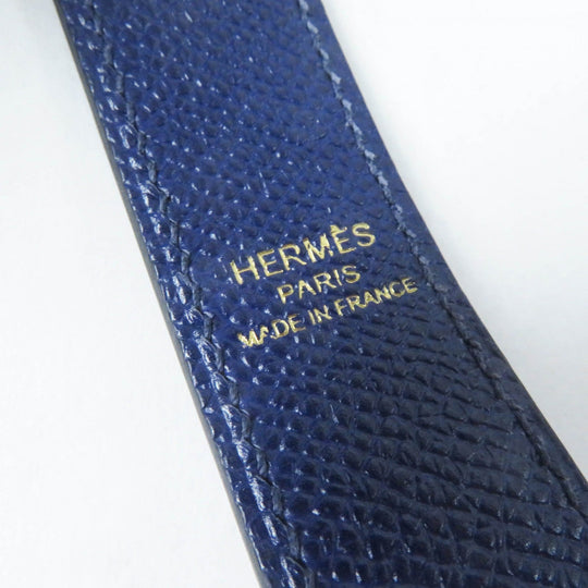 HERMES Shoulder strap Main: Leather Blue Black Brown bandouliere trace de cuir Women Used Authentic