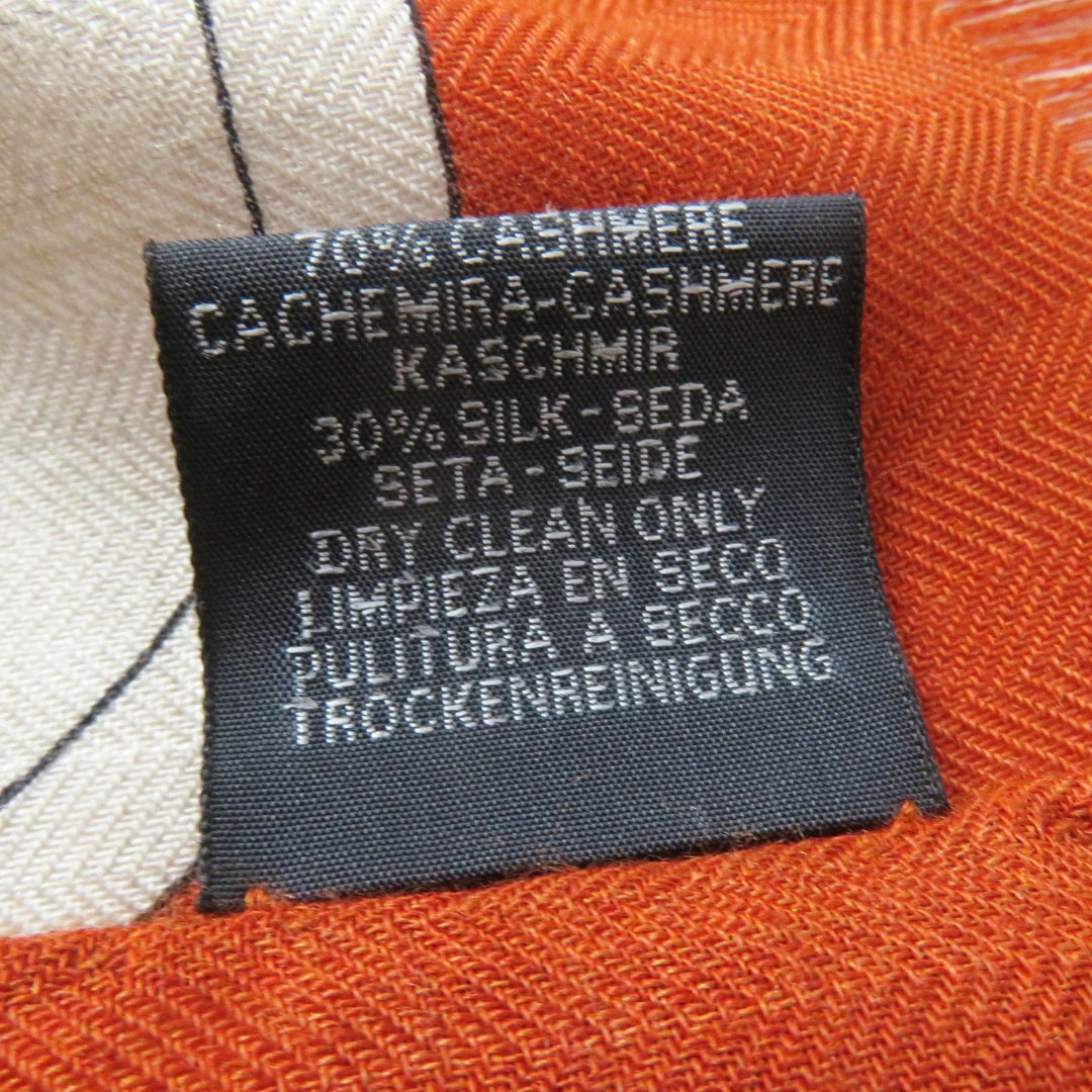 HERMES Stall Main: 70% cashmere, Main: 30% silk Etoupe/Orange/Indigo Rectangle Ampremour Fleur mens Used Authentic
