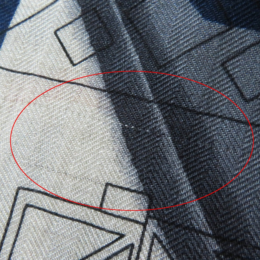 HERMES Stall Main: 70% cashmere, Main: 30% silk Etoupe/Orange/Indigo Rectangle Ampremour Fleur mens Used Authentic