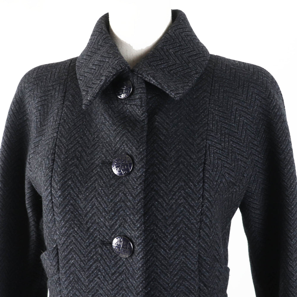 CHANEL coat P59659 Main: 80% wool, Main: 20% cashmere, Lining: 100% silk Gray black Women 34 Used Authentic